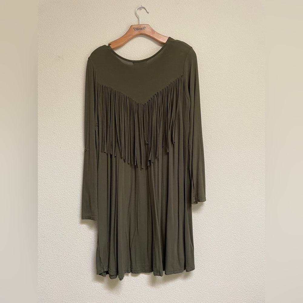 Ya Los Angeles Green Fringe Dress